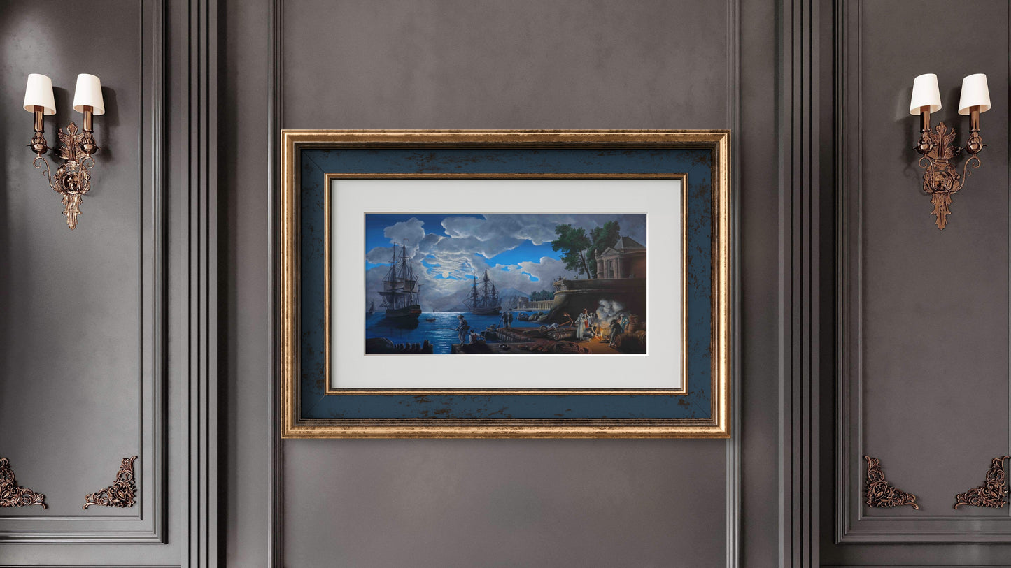 A mediterranean sea port by moon light